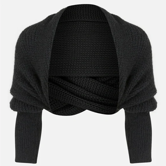 NWT FREYA HARPER Lush Black Sweater Scarf Shrug Indulgently Soft w/a Mohair look